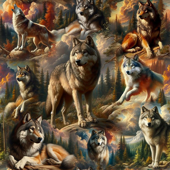 Blank Quilting - Wilderness Song Digital 4181-90 Gray Wolves | SOLD BY THE HALF-YARD